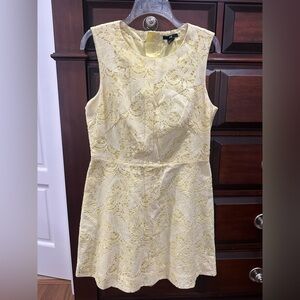 H&M Yellow Lace Mini Dress Sz 12 Lined 60’sVibe Knee Length Zipper Back